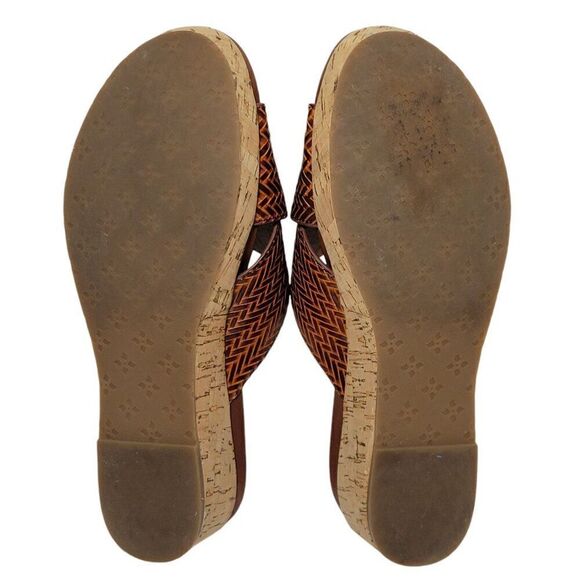 Patricia Nash Womens Sandals Size 8.5 M Luca Slip On Leather Slide Wedge Cognac - Picture 11 of 13